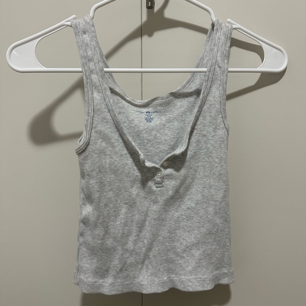 Brandy Melville Light Gray Henley Tank Top